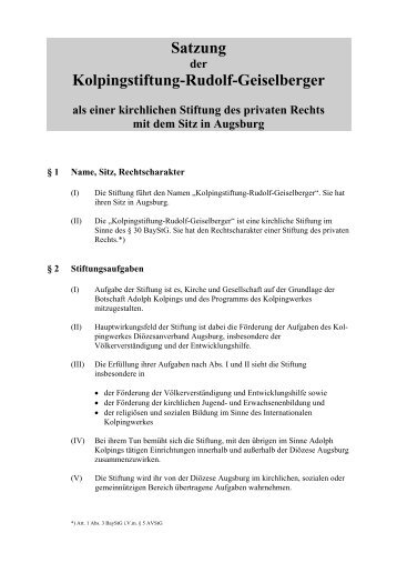 Satzung Kolpingstiftung-Rudolf-Geiselberger