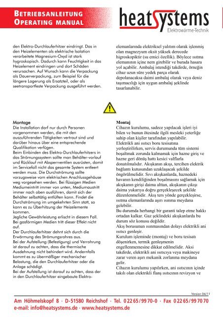 heatsystems ElektrowÃ¤rme-Technik D-51580 Reichshof