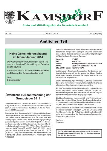 Amtsblatt, Monat Januar 2014 - Kamsdorf