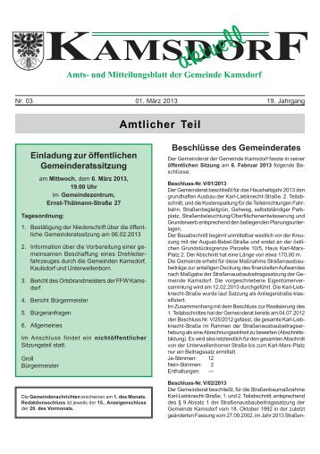 Amtsblatt, Monat MÃ¤rz 2013 - Kamsdorf