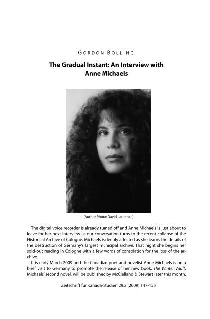 The Gradual Instant: An Interview with Anne Michaels