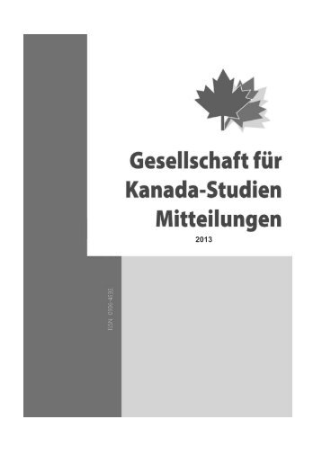 Mitteilungsheft 2013 - Gesellschaft fÃ¼r Kanada-Studien