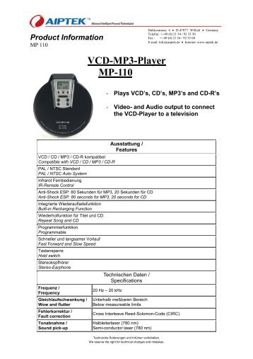 Vcd-Mp3-Player MP-110 - Aiptek