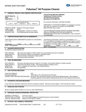 MATERIAL SAFETY DATA SHEET - Kandel and Son