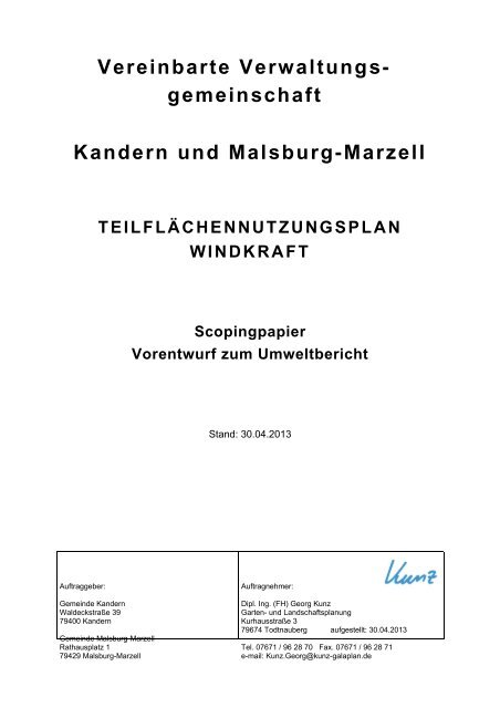 Vereinbarte Verwaltungs- gemeinschaft Kandern ... - Stadt Kandern