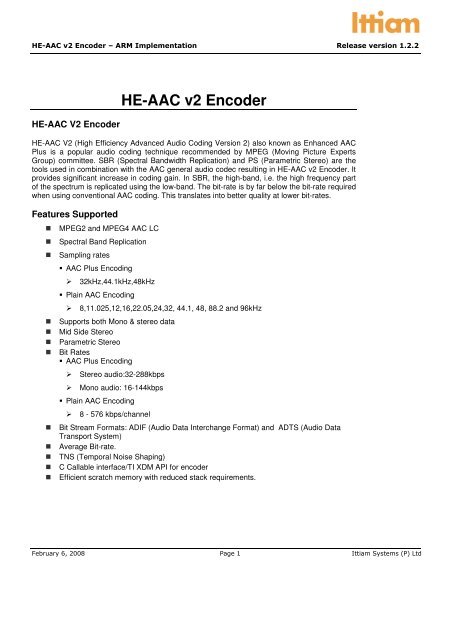 HE-AAC v2 Encoder - Kane Computing Ltd