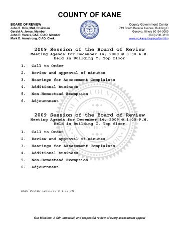 December 14, 2009 - Kane County Supervisor of Assessments