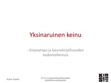 Yksinaruinen keinu: Kirjasampo ja ... - Kansalliskirjasto