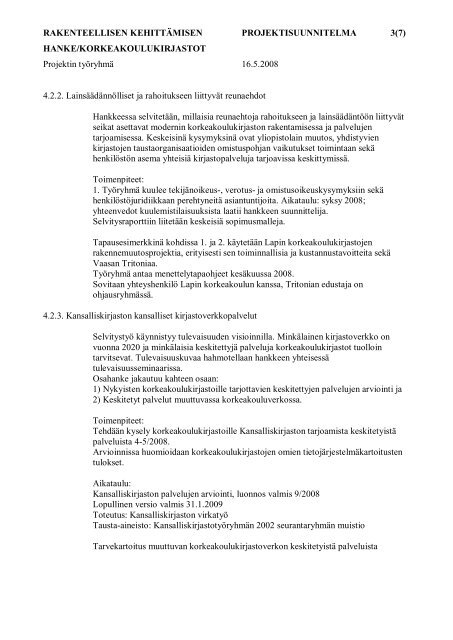 Projektisuunnitelma - Kansalliskirjasto