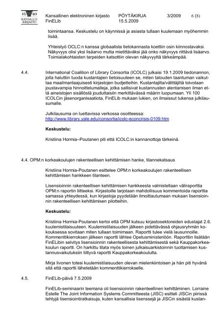 Kansallinen elektroninen kirjasto PÃYTÃKIRJA 3 ... - Kansalliskirjasto