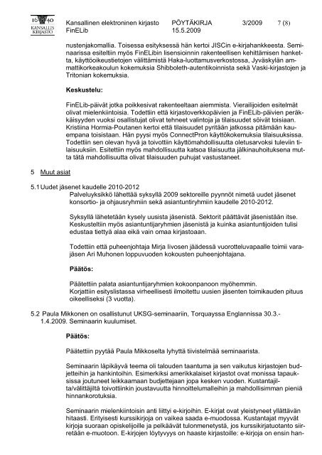 Kansallinen elektroninen kirjasto PÃYTÃKIRJA 3 ... - Kansalliskirjasto