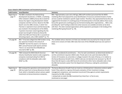 Complete 2012 forensic audit documents - Kansas Bioscience ...