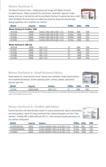 MAXTOR STORAGE PRODUCTS GUIDE - static.highspeedb...