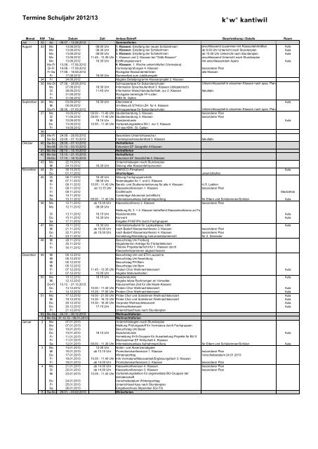 Terminplan 2012/13