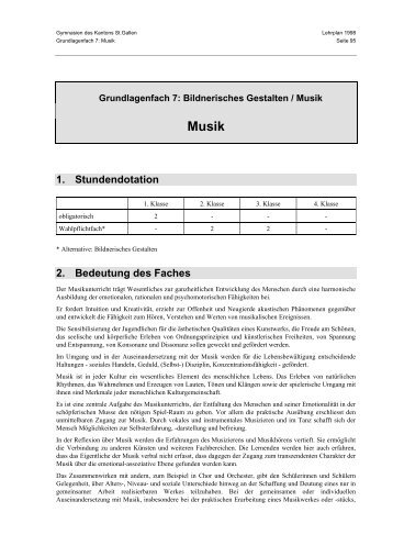 1. Stundendotation 2. Bedeutung des Faches