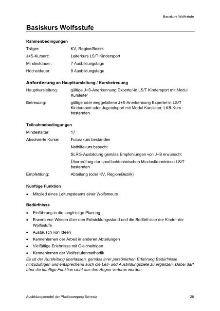 Ausbildungsmodell der Pfadibewegung Schweiz - Scout.ch