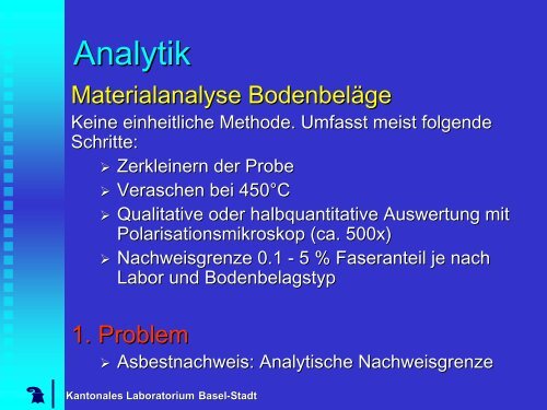 Asbest - Problematik - Kantonales Laboratorium