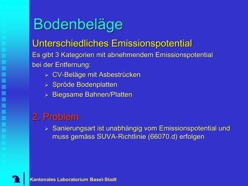 Asbest - Problematik - Kantonales Laboratorium