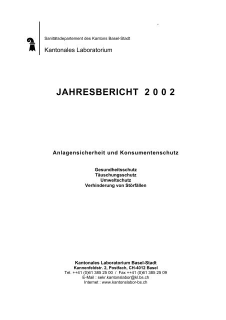 Bericht als PDF herunterladen - Kantonales Laboratorium