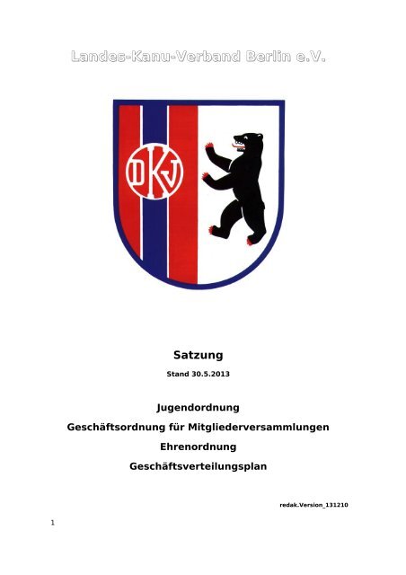Satzung des Landes-Kanu-Verband Berlin e.V