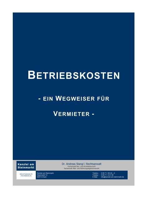 Betriebskosten – Ein Wegweiser für Vermieter – (Stand 10/2013)