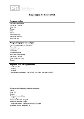 Fragebogen Verkehrsunfall
