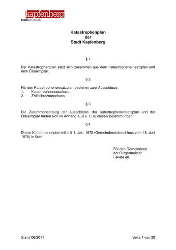 Katastrophenplan der Stadt Kapfenberg - Stadtgemeinde Kapfenberg