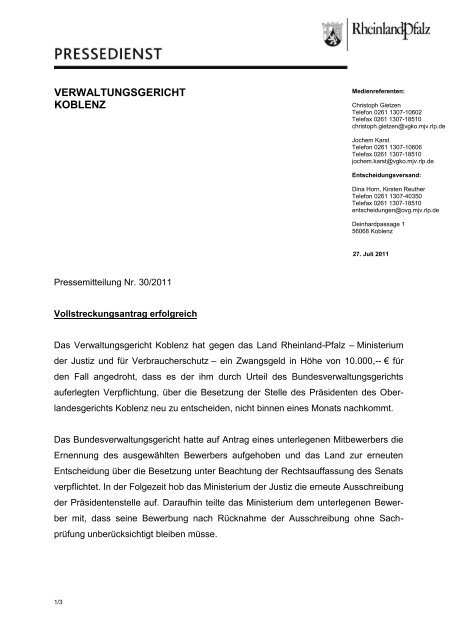 VERWALTUNGSGERICHT KOBLENZ