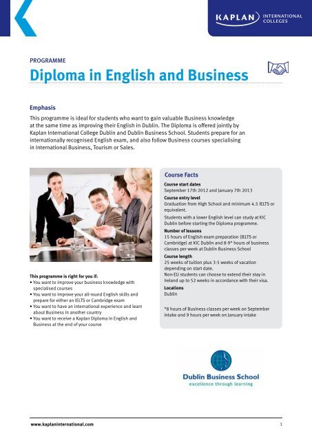 Diploma in English and Business - Kaplan International Colleges