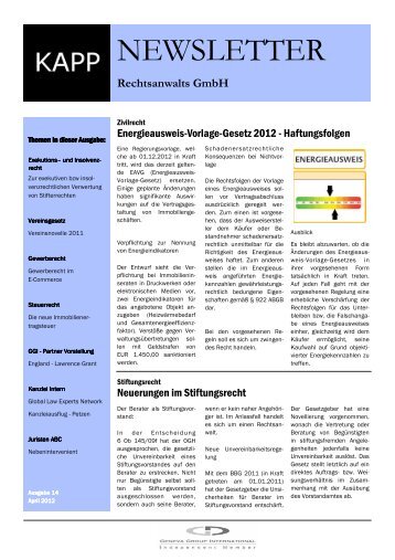 14. Ausgabe.pub - KAPP Rechtsanwalts GmbH