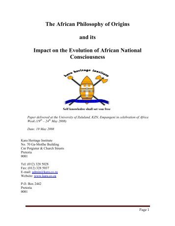 The African Philosophy of Origins.pdf - Kara.co.za