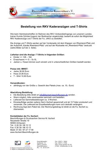 Bestellung von RKV KaderanzÃ¼gen und T-Shirts - BEIM ...