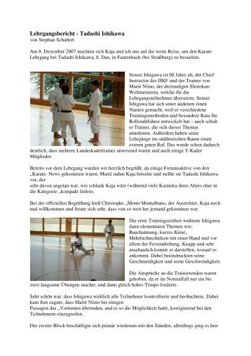 Lehrgangsbericht - Tadashi Ishikawa - Karate-Dojo Winsen