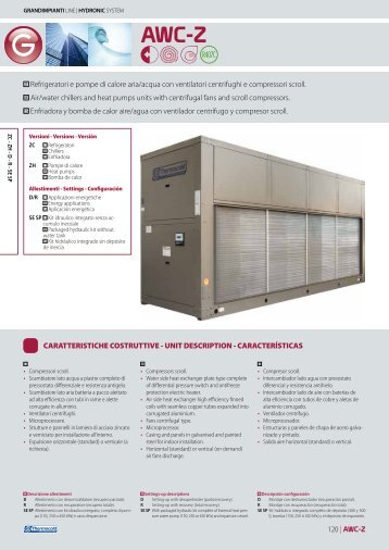 CARACTERÃSTICAS Refrigeratori e pompe di calore aria/acqua con ...