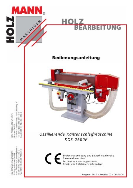 Bedienungsanleitung Oszillierende ... - karch-maschinen