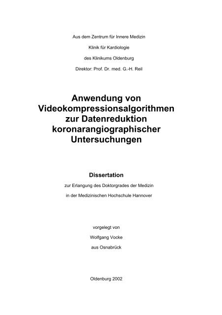 Anwendung von Videokompressionsalgorithmen zur ...