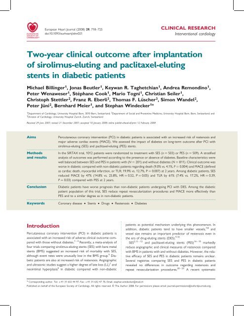 Two-year clinical outcome after implantation of sirolimus-eluting and ...