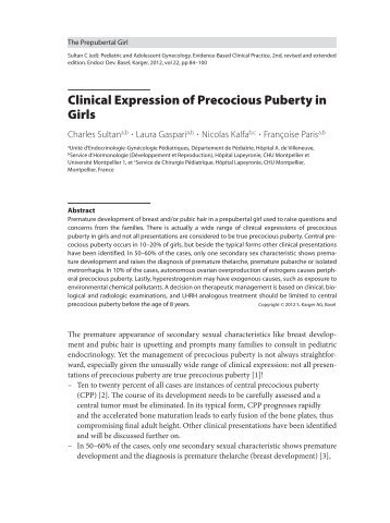 Clinical Expression of Precocious Puberty in Girls - Karger