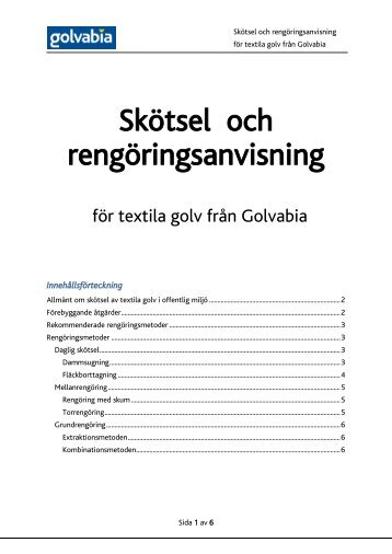 SkÃ¶tsel och rengÃ¶ringsanvisning - Golvabia