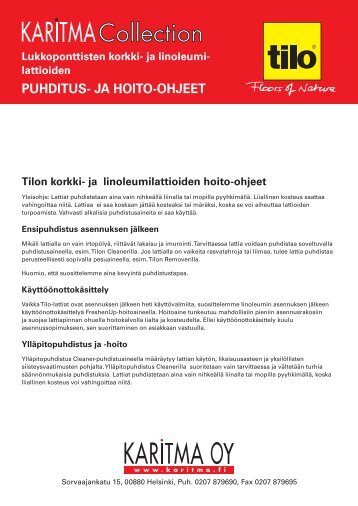 PUHDITUS- JA HOITO-OHJEET - Karitma