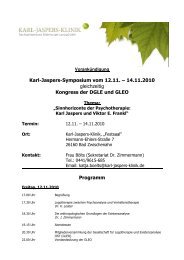 Programm Karl-Jaspers-Symposium - in der Karl-Jaspers-Klinik