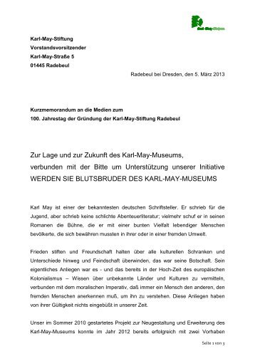 100 Jahre Karl-May-Stiftung Radebeul am 5. MÃ¤rz 2013