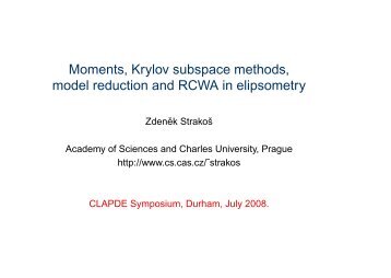 Moments, Krylov subspace methods, model reduction and RCWA in ...