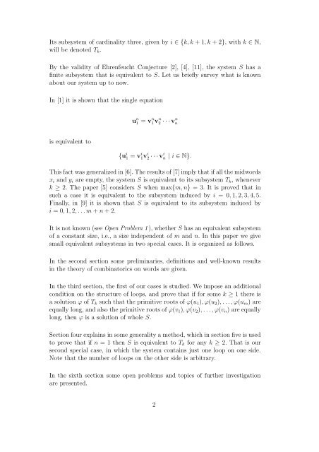 On systems of word equations with simple loop sets