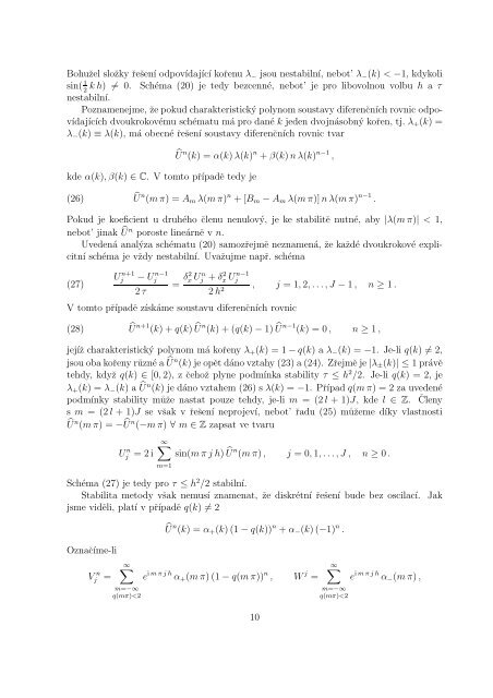 PribliznÃ© a numerickÃ© metody 1 1 ParabolickÃ© rovnice v jednÃ© ...