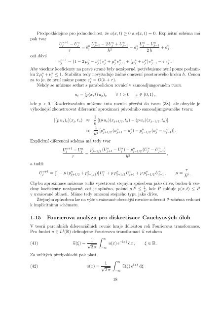 PribliznÃ© a numerickÃ© metody 1 1 ParabolickÃ© rovnice v jednÃ© ...