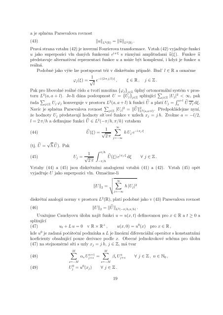 PribliznÃ© a numerickÃ© metody 1 1 ParabolickÃ© rovnice v jednÃ© ...