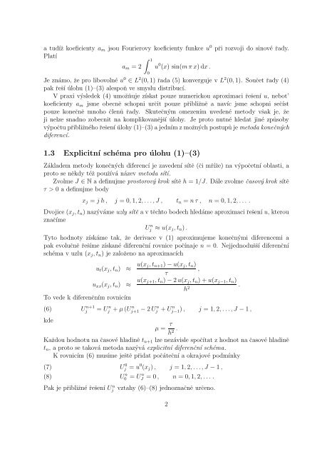 PribliznÃ© a numerickÃ© metody 1 1 ParabolickÃ© rovnice v jednÃ© ...
