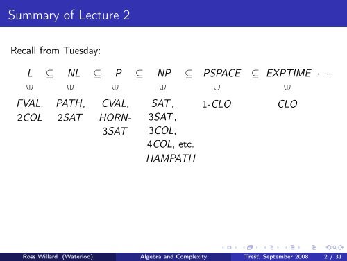 Universal Algebra and Computational Complexity Lecture 3