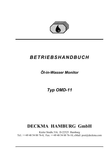 BETRIEBSHANDBUCH DECKMA HAMBURG Gmbh